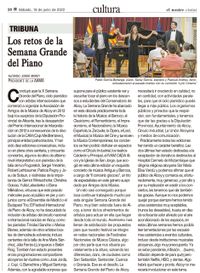LOS RETOS DE LA SEMANA GRANDE DEL PIANO. Artículo de opinión LOS RETOS DE LA SEMANA GRANDE DEL PIANO. Artículo de opinión